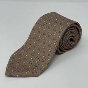 Brooks Brothers Country Club Mens Gold Golf Flags Print Silk‎ Necktie